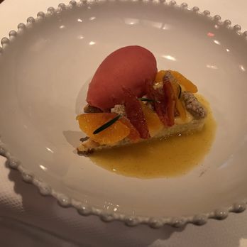 Café Carmellini - Citrus Chiffon Cake with Blood Orange Sorbetto - Cafes Near Me - New York, New York Café Carmellini - Citrus Chiffon Cake with Blood Orange Sorbetto - Cafes Near Me - New York, New York