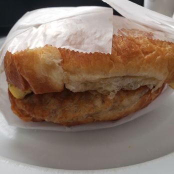 Boston Donuts  - Sausage, Egg, and Cheese croissant - Donuts Near Me - Austin, Texas