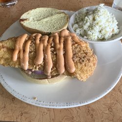 The Commons - Grouper sandwich and southern slaw