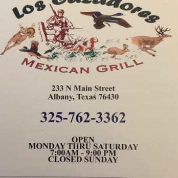 Los Cazadores Mexican Grill - Menu front page. - Mexican Near Me - Albany, Texas Los Cazadores Mexican Grill - Menu front page. - Mexican Near Me - Albany, Texas