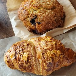 Cup & Crumb - Almond croissant and orange blueberry scone.