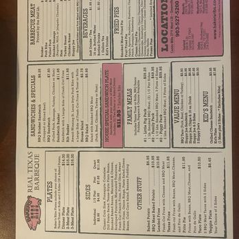 Baker's Ribs - Menu as of 6/14/24 - Barbeque Near Me - Greenville, Texas Baker's Ribs - Menu as of 6/14/24 - Barbeque Near Me - Greenville, Texas
