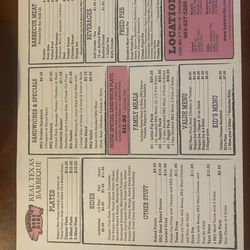 Baker's Ribs - Menu as of 6/14/24