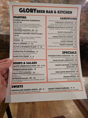 Menu photo 2 Glory Beer Bar & Kitchen Philadelphia, PA