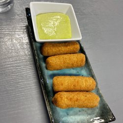 Dade County Food Group - Chicken croquettes. Cilantro sauce. Delish.