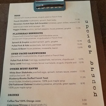 Upcider - brunch menu July 2017 - Gastropubs Near Me - San Francisco, California