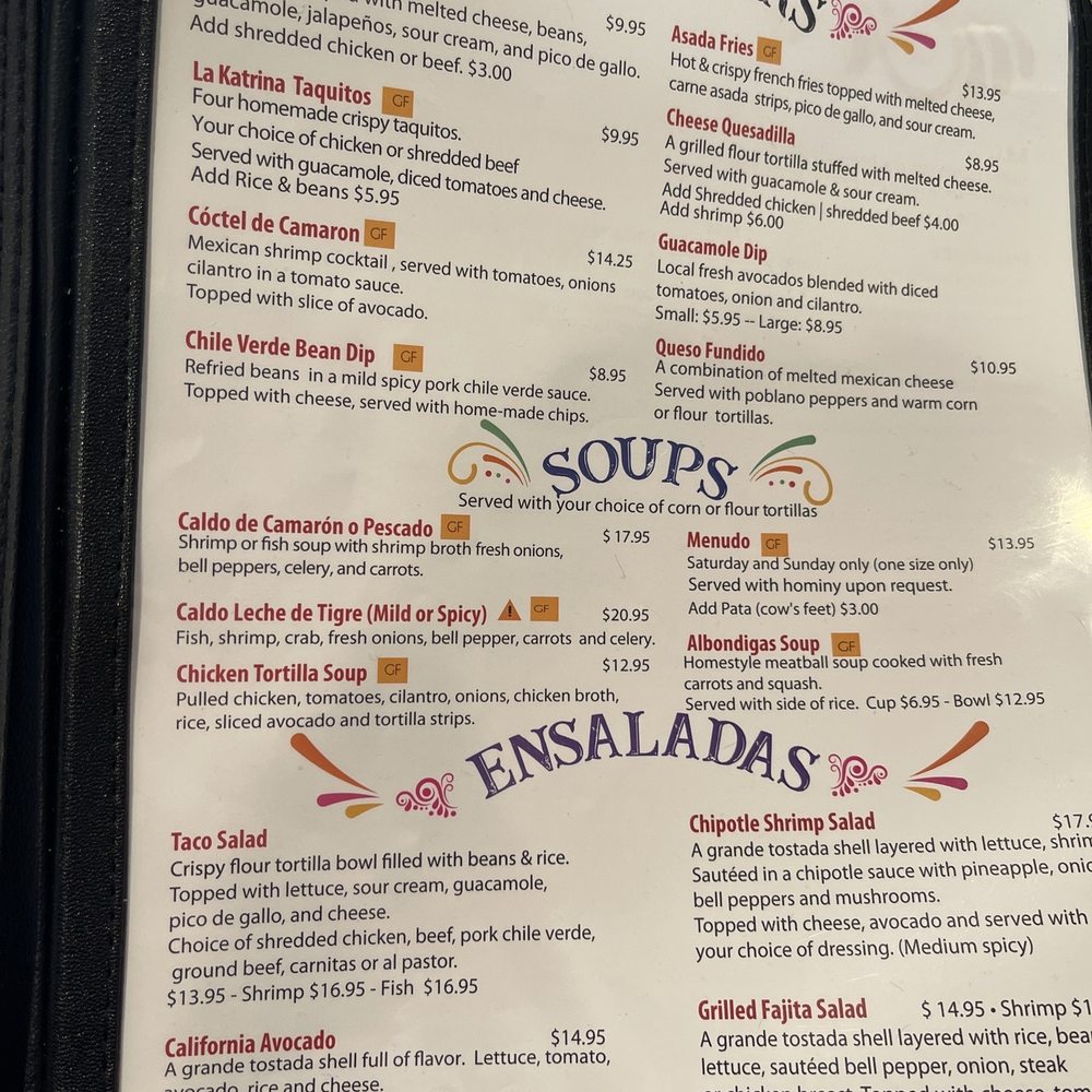 La Katrina - Menu - Mexican Near Me - Morro Bay, California