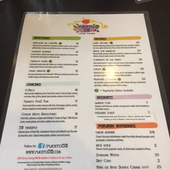Puerto 511 - Small but concise menu - Peruvian Near Me - Baltimore, Maryland Puerto 511 - Small but concise menu - Peruvian Near Me - Baltimore, Maryland