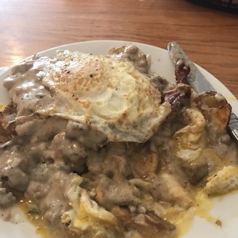 Whistle Stop Grill - Home sliced potatoes with eggs and gravy and it was perfect! - Diners Near Me - Crozet, Virginia Whistle Stop Grill - Home sliced potatoes with eggs and gravy and it was perfect! - Diners Near Me - Crozet, Virginia