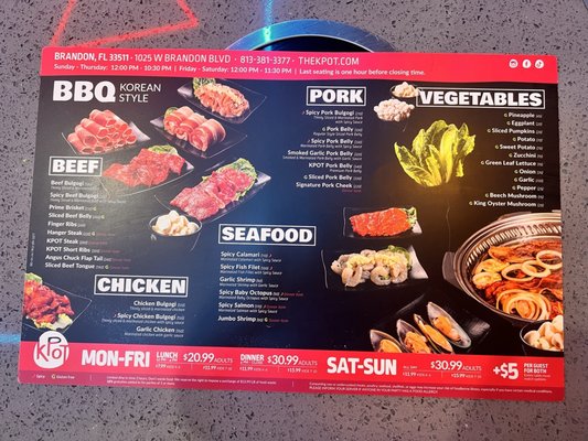 Menu photo 6 KPOT Korean BBQ & Hot Pot Brandon, FL
