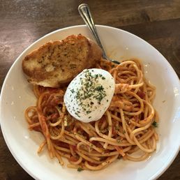 Pasta arrabbiata with burrara cheese