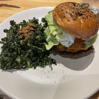 True Food Kitchen - Vegan cheeseburger with Kale Salad - Vegetarian Near Me - Plano, Texas