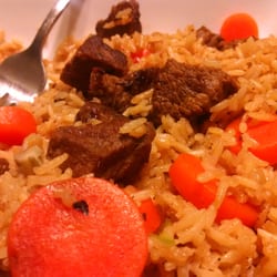Koiya Japanese Express - This is my fav dish at this joint.. The steak bowl, with a side of steamed carrots.... Once again, perfect!!!