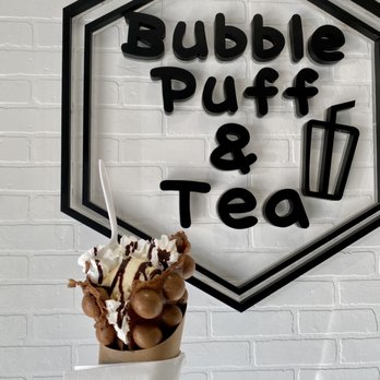 Bubble Puff & Tea - Chocolate puff waffle with vanilla ice cream. - Bubble Tea Near Me - Pasadena, California