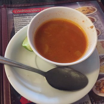 Mariscos Los Arcos - Complementary soup with your chips and salsa - Mexican Near Me - Van Nuys, California