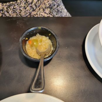 The Porch Arlington - FREE sample of chicken noodle soup, I had already ate all of mine, so took a pic of my friends (she ate all of hers too) - Breakfast & Brunch Near Me - Arlington, Texas
