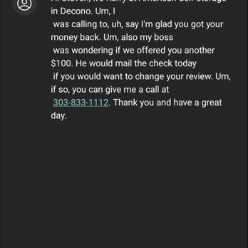 A-American Self Storage - Voicemail text to speech from Carrie. - Self Storage Near Me - Dacono, Colorado A-American Self Storage - Voicemail text to speech from Carrie. - Self Storage Near Me - Dacono, Colorado