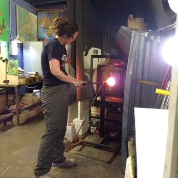 Moonlight Glass - Working at the glory hole furnace - Art Galleries Near Me - Venice, California