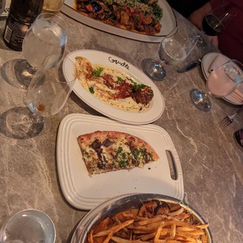 Coquette - Salmon, Lamb Meatballs, mushroom flatbread and mussel picante - Breakfast & Brunch Near Me - Boston, Massachusetts Coquette - Salmon, Lamb Meatballs, mushroom flatbread and mussel picante - Breakfast & Brunch Near Me - Boston, Massachusetts