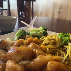 KiKi - Orange chicken combo with chow mein.
