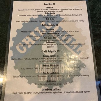 Chill Mill - the menu for the restaurant - Cocktail Bars Near Me - Saint Francisville, Louisiana