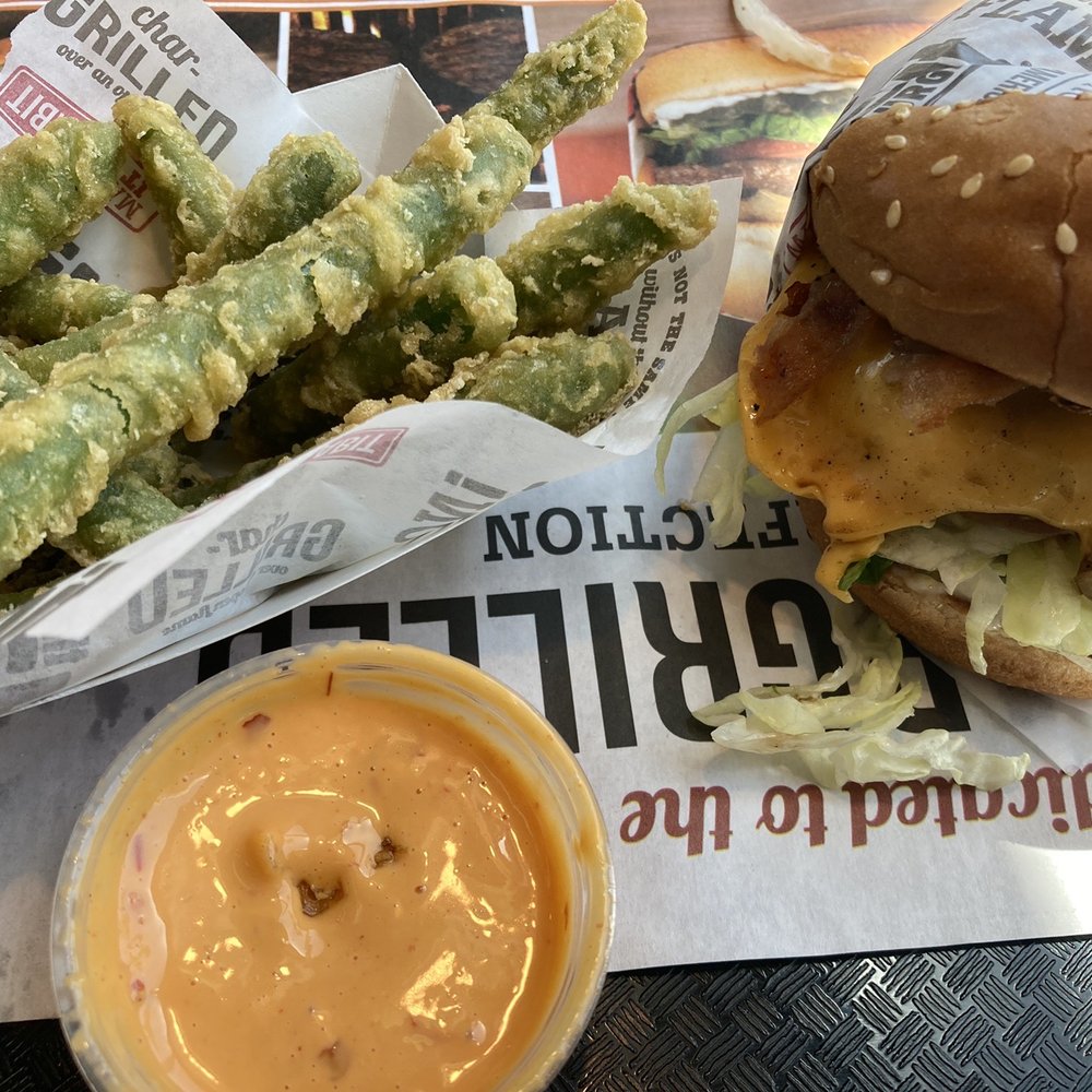 Habit Burger & Grill - BBQ Bacon Burger with Fried Green Beans - Salad Near Me - Phoenix, Arizona Habit Burger & Grill - BBQ Bacon Burger with Fried Green Beans - Salad Near Me - Phoenix, Arizona
