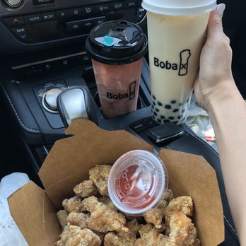 Boba X - Popcorn chicken, mango milk tea, strawberry snow - Bubble Tea Near Me - Dublin, California