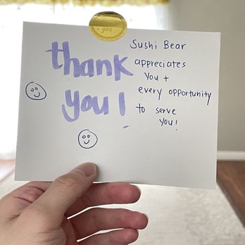 Sushi Bear - Cute letter of appreciation from the restaurant! - Sushi Bars Near Me - Tustin, California Sushi Bear - Cute letter of appreciation from the restaurant! - Sushi Bars Near Me - Tustin, California