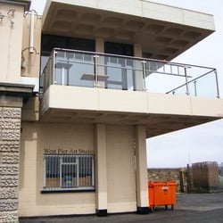 West Pier Art Studio - Studio Window and Signage, Aqua the restuarant above!