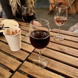 Drinks and fries in their outdoor area.