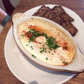 Nopa - Oven Baked Egg - Celery Root Cream, Mustard, Paprika and Rye Toast - New American Near Me - San Francisco, California