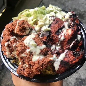 Groovy Burger - Incredible double chicken bowl featuring spicy crispy chicken and tandoori grilled chicken combo!! - Mediterranean Near Me - Houston, Texas