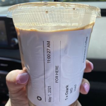 Expresso - Medium Ozark latte iced (dark chocolate hazelnut and cherry) - Coffee & Tea Near Me - Branson, Missouri