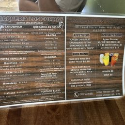 Menu as of June 2025 Menu as of June 2025