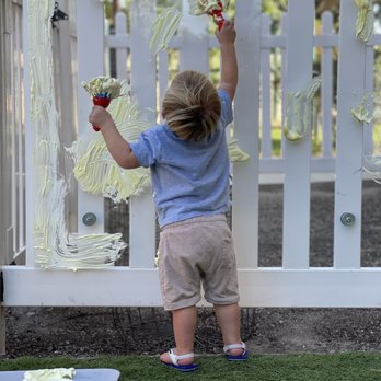 Piper Preschool - Painting the Fence! - Preschools Near Me - Irvine, California