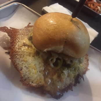 Fuego Burger - This is the Fuego Burger. YES...I will be back. That "halo" is a ring of fried cheese...crispy, unique and sad when it was all gone. - Burgers Near Me - Fort Worth, Texas Fuego Burger - This is the Fuego Burger. YES...I will be back. That "halo" is a ring of fried cheese...crispy, unique and sad when it was all gone. - Burgers Near Me - Fort Worth, Texas