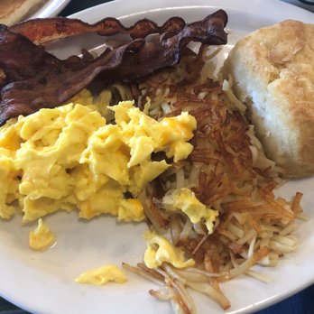 Metro Diner - The Bissell Breakfast. Scrambled eggs with cheese, hash browns, bacon, and a biscuit. - Diners Near Me - Pooler, Georgia