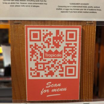 Tropicale - QR menu code. Figure out what ya want and then order inside! - Latin American Near Me - Portland, Oregon Tropicale - QR menu code. Figure out what ya want and then order inside! - Latin American Near Me - Portland, Oregon