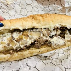 Pappa Geno's - Inside the Pappa Geno's Steak and Cheese with Mushrooms added