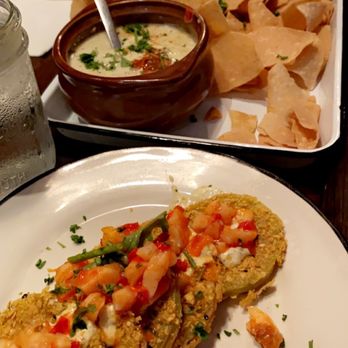 Moonshine Grill - Fried green tomatoes and runny queso - Southern Near Me - Austin, Texas