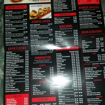 Sushi Joint - Back of menu - Sushi Bars Near Me - Norwalk, California