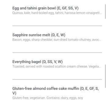 Chase Sapphire Lounge - Signature dishes menu (breakfast) - Airport Lounges Near Me - Grapevine, Texas