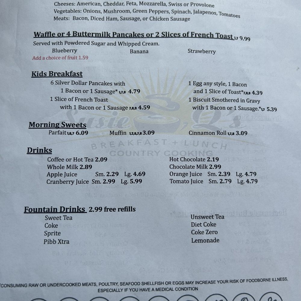 Susie Q's - menu - Breakfast & Brunch Near Me - Cumming, Georgia Susie Q's - menu - Breakfast & Brunch Near Me - Cumming, Georgia