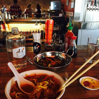 Ace Eat Serve - Spicy Pork Ramen & Brussel Sprouts with Shishito peppers. - Asian Fusion Near Me - Denver, Colorado