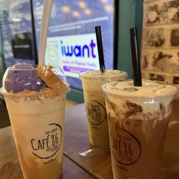 Cafe 86 -Roseville - Mais Con Yelo Ube Milk Tea Milo Milk Tea - Desserts Near Me - Roseville, California