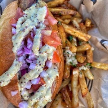 Congregation Brewery & Cocina - Veggie Apple Sage Sausage (not sure if bun is vegan) - Pubs Near Me - Pasadena, California Congregation Brewery & Cocina - Veggie Apple Sage Sausage (not sure if bun is vegan) - Pubs Near Me - Pasadena, California