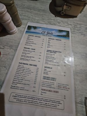 Menu photo 1 El Yates Bar And Restaurant Vieques, PR Menu photo 1 El Yates Bar And Restaurant Vieques, PR