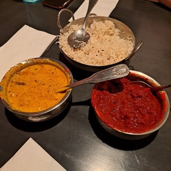 Cafe India - Lamb Korma (Left) and Lamb Vindaloo (Right) - Indian Near Me - Visalia, California Cafe India - Lamb Korma (Left) and Lamb Vindaloo (Right) - Indian Near Me - Visalia, California