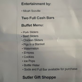 Fort William Henry - The menu as part of my receipt. - Hotels Near Me - Lake George, New York