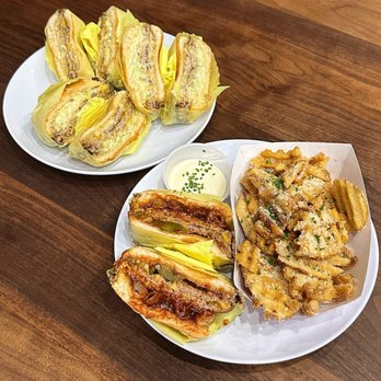 Pleasure Burger - Pleasure Burgers, Western BBQ Bacon Burger, Parmesan & Chives Waffle Fries - Burgers Near Me - Portland, Oregon
